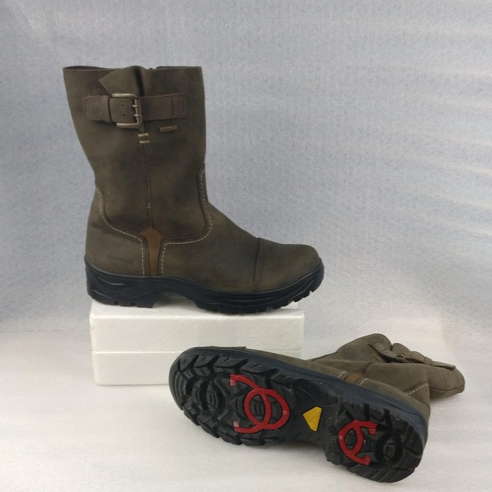 Weatherproof Leather boot with Winter Ice grip Lugged sole men10us/43eu=Wmns11.5